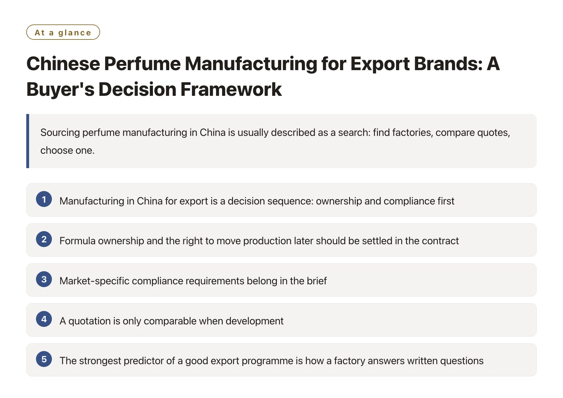 Chinese Perfume Manufacturing for Export Brands: A Buyer's Decision Framework——全文要点速览
